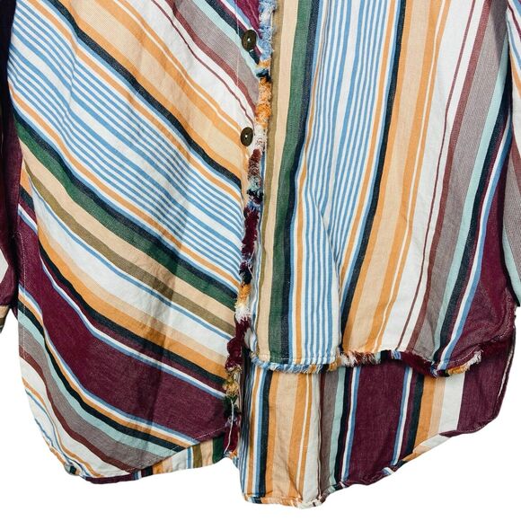 Zara Studio Women’s Shirt Size M Long Sleeve Linen Blend Striped Limited Edition - Picture 6 of 8